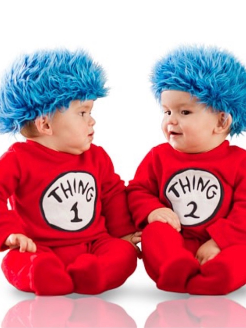 Pottery Barn Unisex Dr. Seuss THING 1 & 2 Plush Matching Costumes Sz 6-12 Months